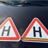 НАБІР ЗНАКІВ ДЛЯ НАВЧАЛЬНОГО АВТО 2 ШТ 2 МАЛЕНЬКИХ ТРИКУТНИКА + "Н" НА ДАХ  МАГНІТНІ